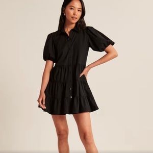 Abercrombie and Fitch Poplin puff sleeve button up dress